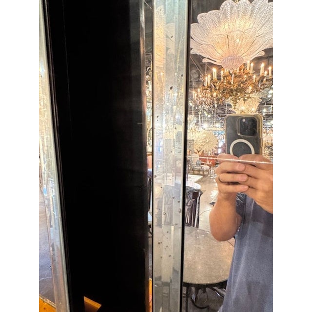 Silver Pair of Jansen Manner Eglomise Trumeau Mirrors For Sale - Image 8 of 9