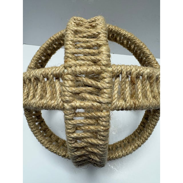 Mid 20th Century Hand-Wrapped Jute Rope Nautical Orb Sculpture | Coastal Modern Decor Object For Sale - Image 4 of 6