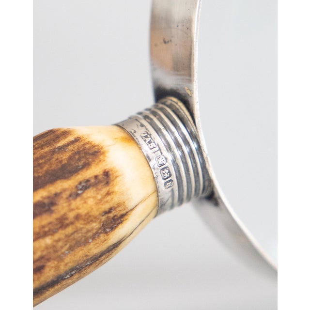 Metal Antique English Sterling Silver & Stag Horn Magnifying Glass For Sale - Image 7 of 8
