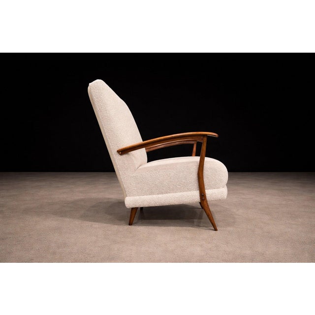 Armchair in Caviuna wood, Leather and Bouclé, Giuseppe Scapinelli, 1950s - Lot 210A For Sale In New York - Image 6 of 12