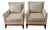 Sherrill Furniture Modern Arm Chairs in Natural Belgian Linen - A Pair For Sale