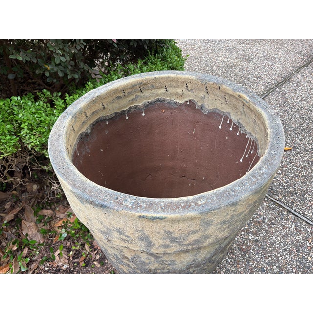 1960s Monumental Pair of Glazed Pottery Garden Urns For Sale - Image 11 of 15