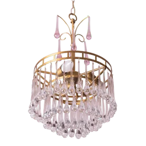 The White Crown, Murano Chandelier White and Purple Drops, 1960s