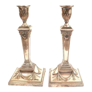 Antique 19th Century Old Sheffield Silver on Copper Candlesticks - a Pair
