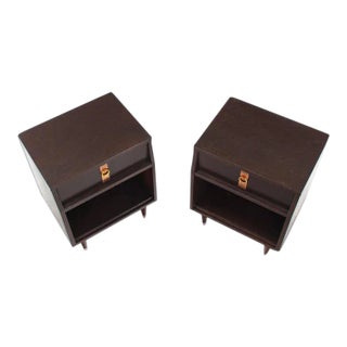 Mid-Century Modern Ebonized Nightstands- a Pair For Sale