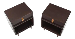 Mid-Century Modern Ebonized Nightstands- a Pair