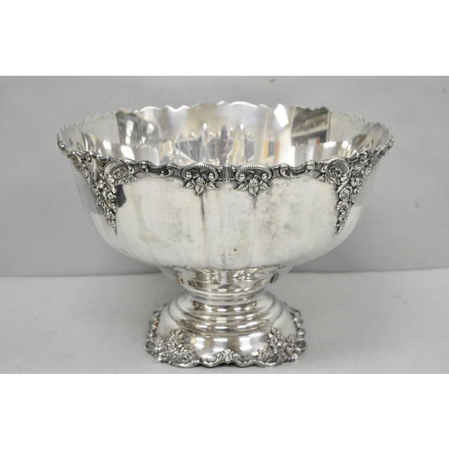 Vintage Baroque by Wallace 252 & 253 Silver Plated Punch Bowl Set W/ 10 Cups For Sale - Image 11 of 18