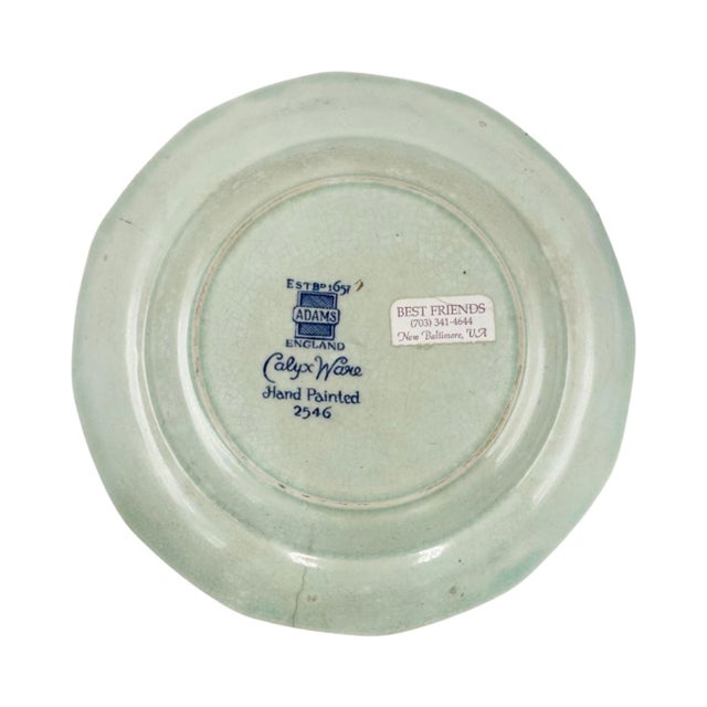 Pair Antique Adams England Calyx Ware Hand Painted Floral Saucers / Dishes For Sale In Washington DC - Image 6 of 9