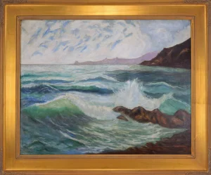 Vintage Impressionist Seascape Oil Painting Signed M Jackson