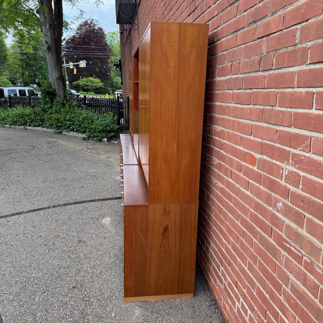 Brown Three-Bay Teak Wall Unit by Hans J. Wegner for Ry Møbler, Denmark Danish Mid Century Modern For Sale - Image 8 of 12