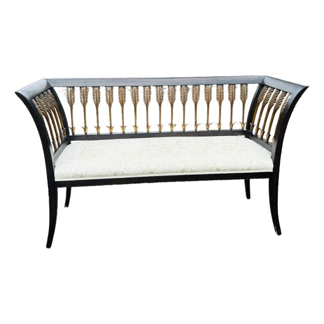 1990s Hollywood Regency Style Settee With Figural Arrow Motif For Sale