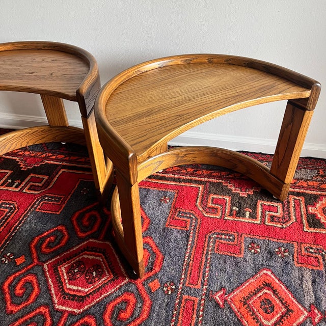 1970s 1970s Mid-Century End Tables Halfmoon by Howard Furniture -a Pair For Sale - Image 5 of 9