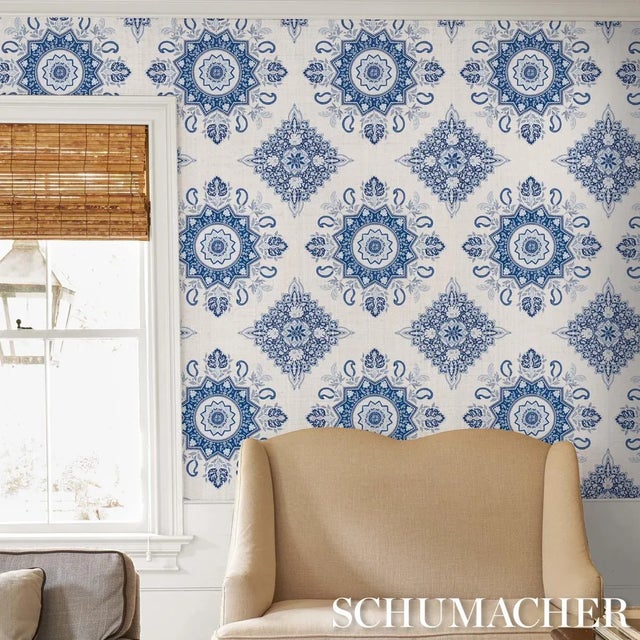 Not Yet Made - Made To Order Sample - Schumacher x Mark D. Sikes Montecito Medallion Wallpaper in Indigo For Sale - Image 5 of 6