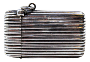 Silver Matchbox with Fluted Top, Hinged Lid and Hanging Ring
