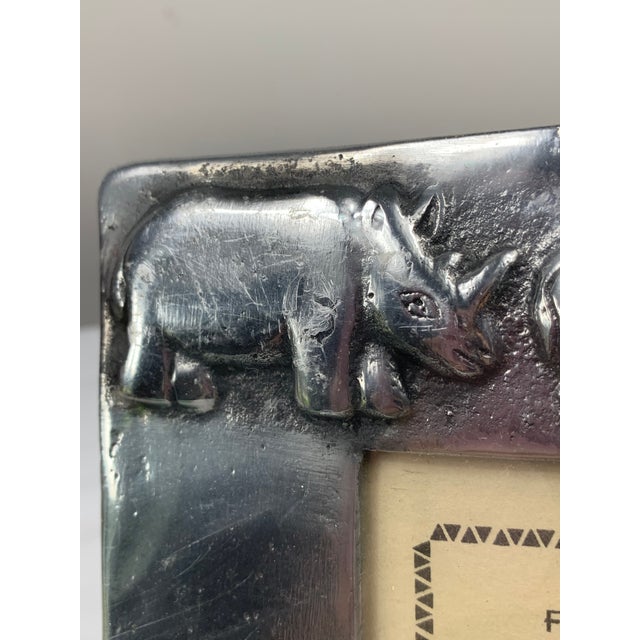 Pewter Hippo and Rhino South African Picture Frame Chairish