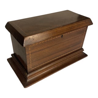 Antique English Inlaid Mahogany Box For Sale