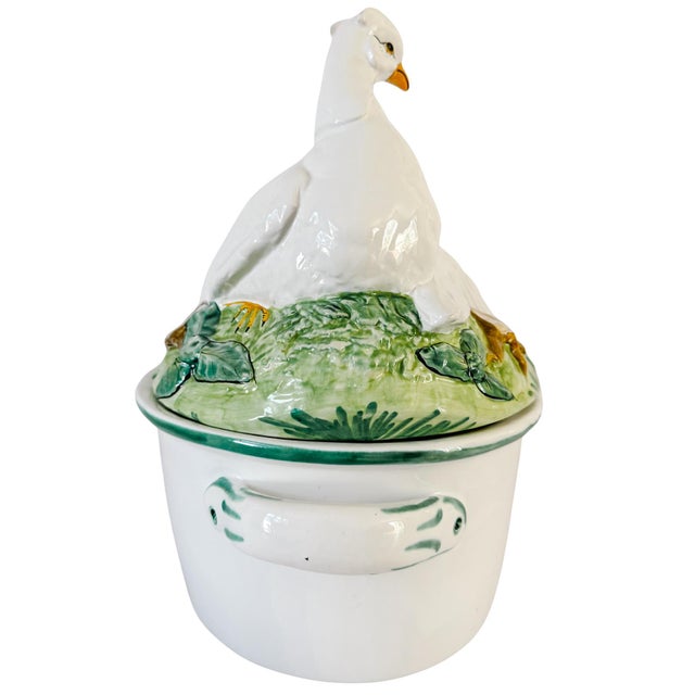Vintage Italian Majolica Ceramic Double Dove Covered Casserole Dish Centerpiece For Sale In San Diego - Image 6 of 9