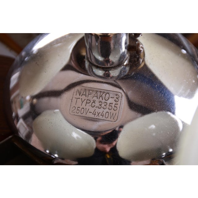 Silver Art Deco Chandelier in Chrome-Plated Steel and Glass from Napako, Czech, 1930s For Sale - Image 8 of 12