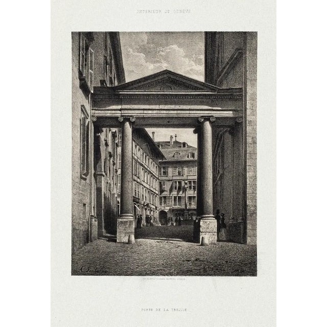 Porte de la Treille - Original Lithograph by Antonio Fontanesi - 1854 1854 For Sale