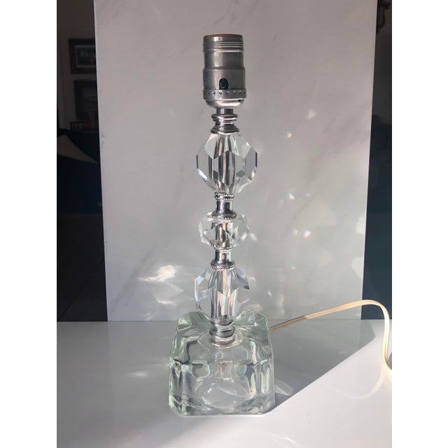 Mid-Century Modern 1970s Faceted Crystal Desk Lamp For Sale - Image 3 of 15