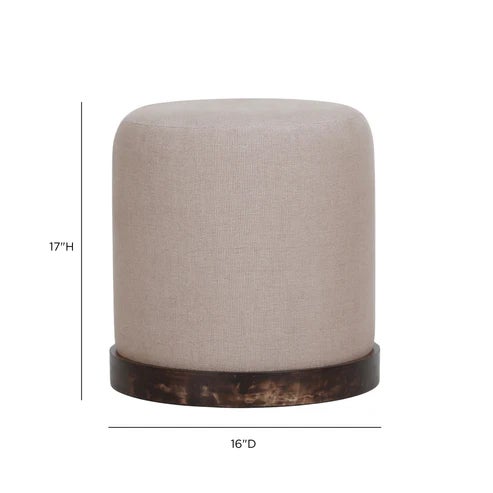 Como Cotton Jute with Burl Wood Base Accent Stool For Sale In Los Angeles - Image 6 of 7
