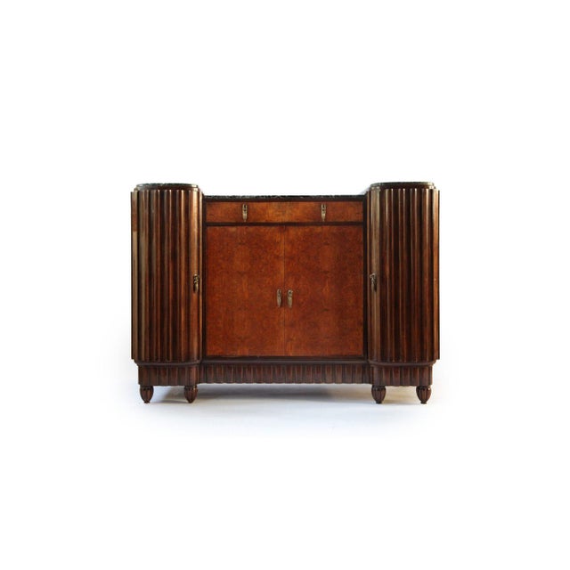 French Art Deco Credenza in Burl Walnut and Verde Antico Marble, 1930s For Sale - Image 10 of 10
