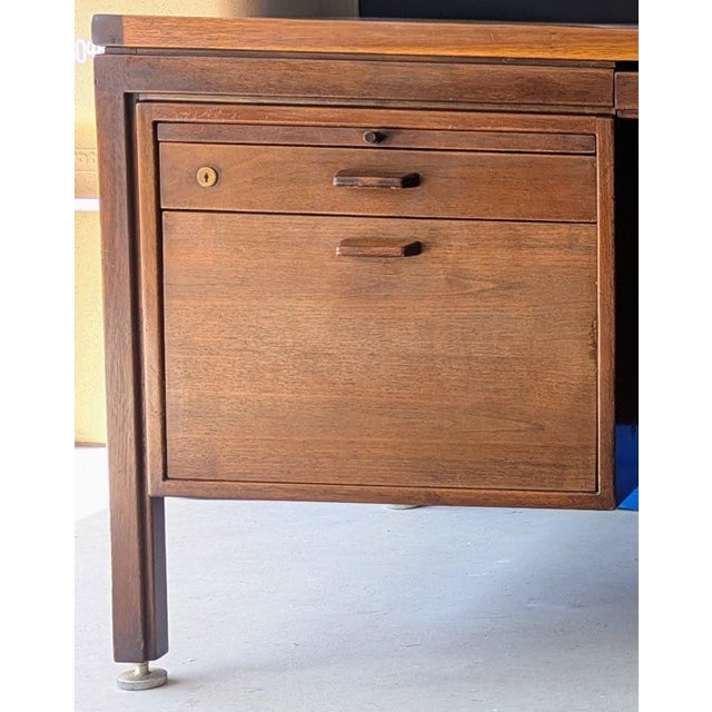 Brown Mid 20th Century Jens Risom Walnut Executive Desk For Sale - Image 8 of 18