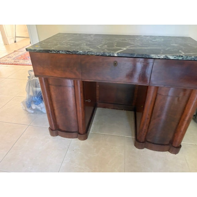 Brown Very Rare Antique Mahogany Marble Top Writing Desk Circa 1820 For Sale - Image 8 of 9
