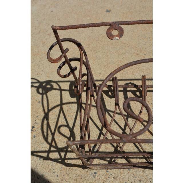 Metal Vintage Pair Brown Scroll Metal / Wire Rectangle Wall Planters Window Boxes For Sale - Image 7 of 16