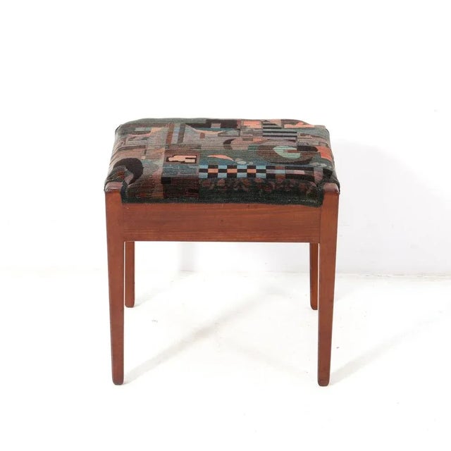 Art Deco Modernist Walnut Stool by L.O.V. Oosterbeek, 1920s For Sale - Image 3 of 10
