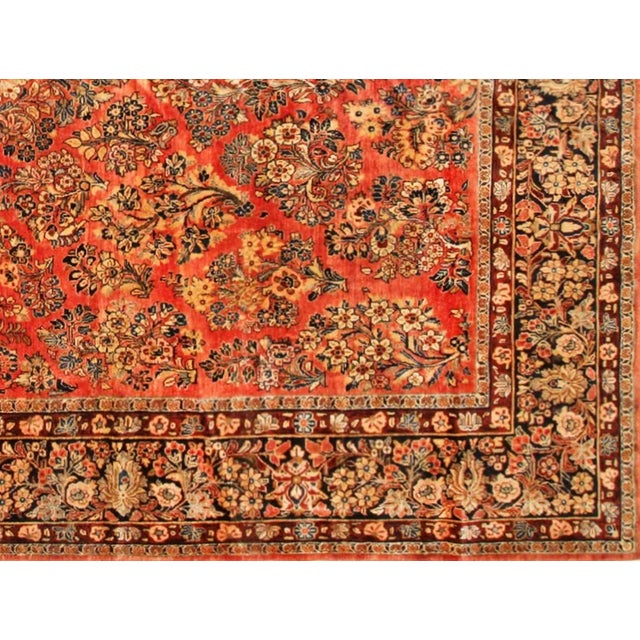 Textile Antique Persian Sarouk Oriental Rug, in Room Size, with Intricate Floral Design For Sale - Image 7 of 9