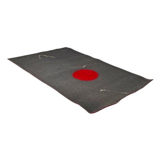 Postmodern Italian Rectangular Grey Felt Rug with Red Circle by Riccardo Fattori, 2000s For Sale