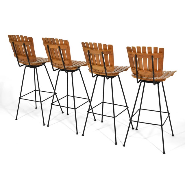 Mid-Century Modern Arthur Umanoff Bar Stools Set of Four For Sale - Image 3 of 10