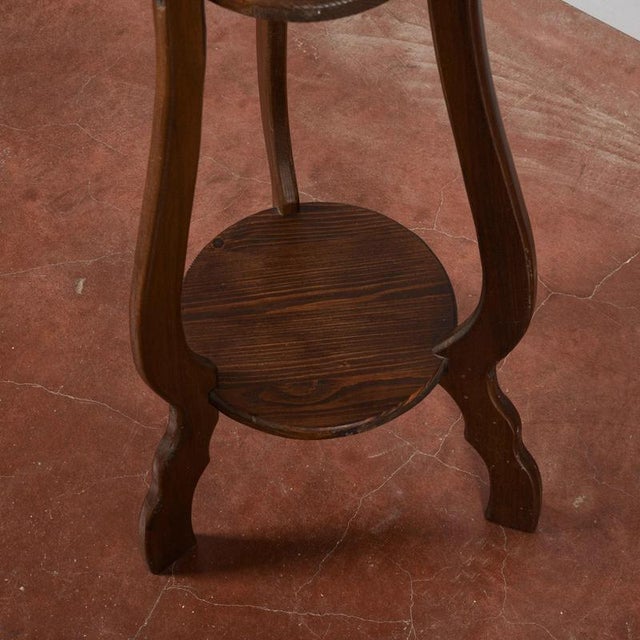 Brown Vintage Handcrafted Wooden Plant Stand For Sale - Image 8 of 18