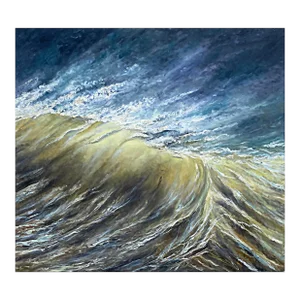 Vintage Oil Painting "Aguas" by Brazilian Artist Cleuza Maria Gonçalves, 2014