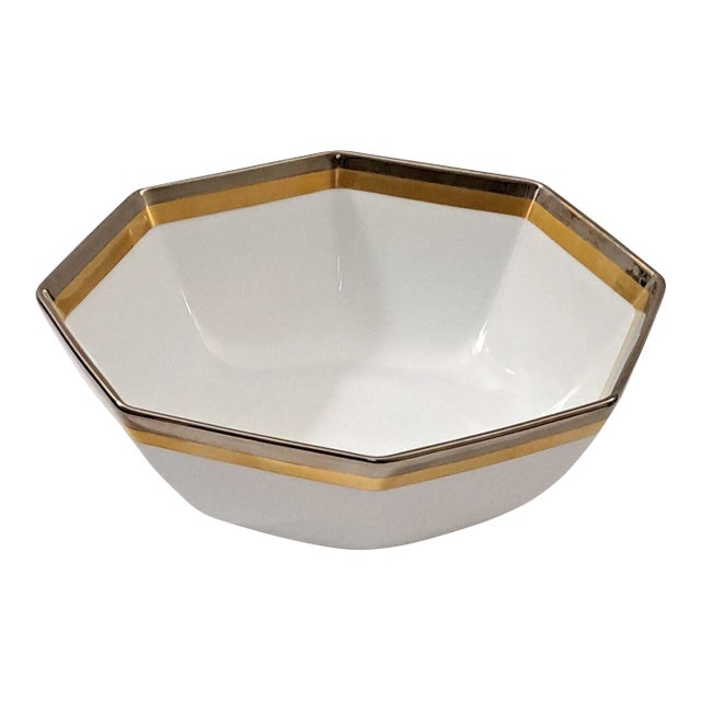 Vintage Fitz & Floyd Platine d'OR Octagonal Serving Vegetable Bowl, Japan For Sale