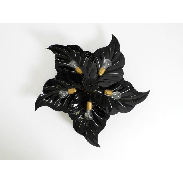 Large Black and Gilt Metal Floral 5-Arm Ceiling Lamp by Hans Kögl, 1980s For Sale - Image 14 of 18