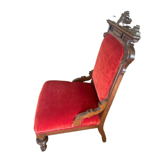Pair of Mid 19th Century Antique Vintage Old Carved Eastlake Solid Wood Wooden Side Dining Accent Chair For Sale - Image 10 of 11