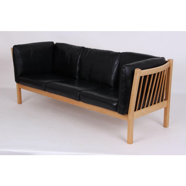 Black Model AH303 Sofa with Black Leather by Andreas Hansen for Brødere Andersen, 1980s For Sale - Image 8 of 10