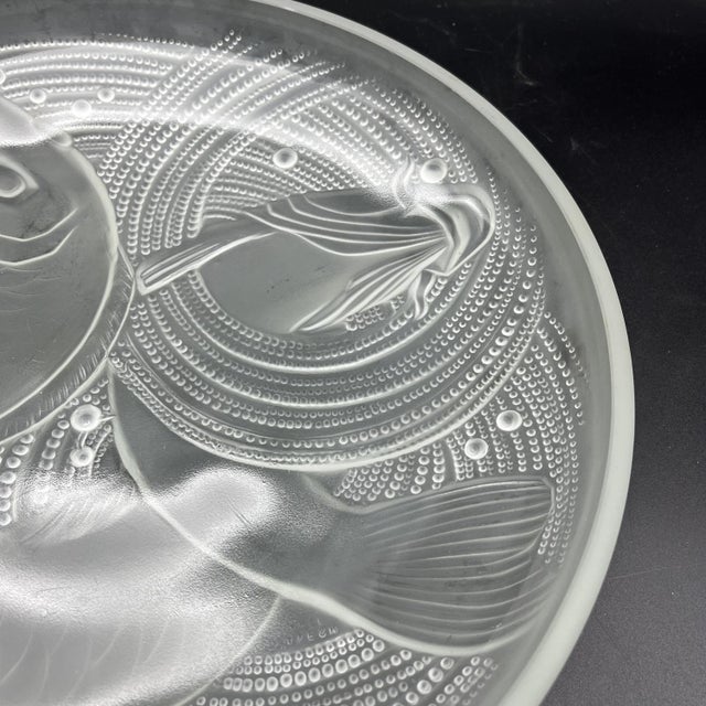 Frosted Pressed Glass Cup with Carp Fish Decoration by Pierre Davesn, 1930s For Sale - Image 10 of 18