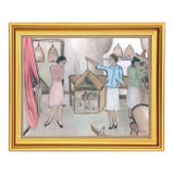 Maquette, Vintage Inspired Impressionist Interior Room Oil Painting by Alexandra Swistak For Sale