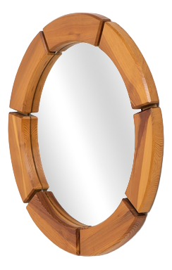 Sculptural Wall Mirror in Solid Pine