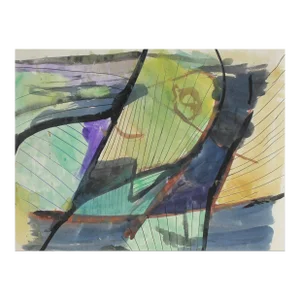 Abstracted Figures 1967 Gouache and Ink on Paper