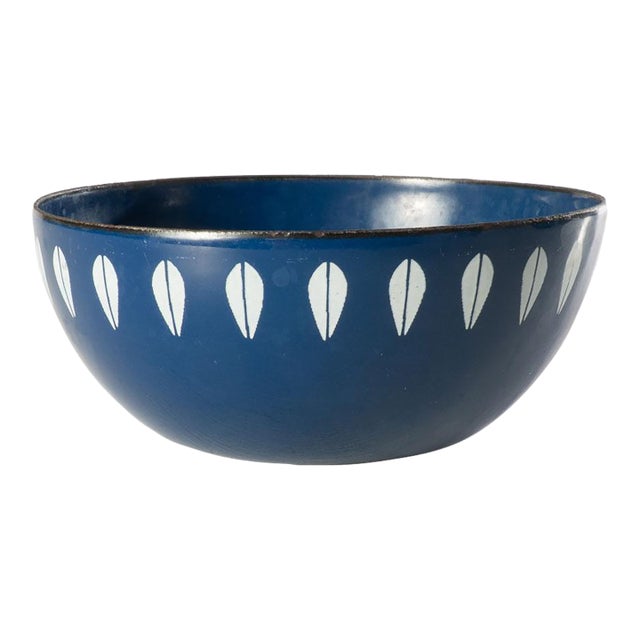 1960s Set of 8 Catherine Holm Small Royal Blue Enamel Lotus Bowls For Sale