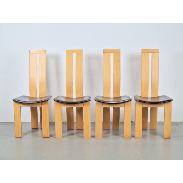 Vintage Beech and Leather Dining Chairs by Pietro Costantini for Ello, 1970s, Set of 4 For Sale - Image 6 of 13