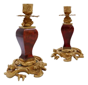 Napoleon III Gilt Bronze Candleholders, Set of 2