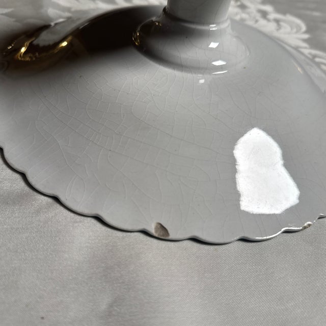 1930s Opaque Porcelain Footed Plate. 10” Diameter. For Sale In Detroit - Image 6 of 8