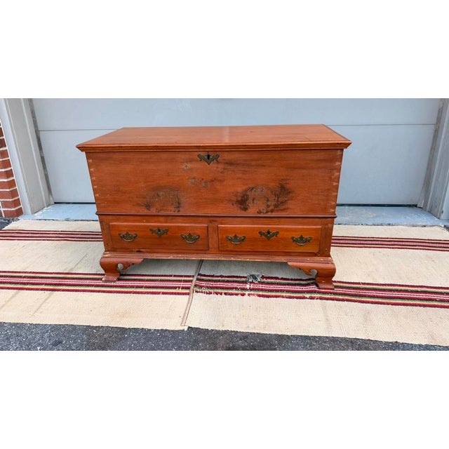 Antique Pennsylvania Two-Drawer Dower Chest, Lancaster County, Dated 1856 - "Elmina Stauffer" For Sale - Image 17 of 18