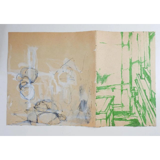 Abstract Drawings 1 Green 1 Gray & Black For Sale - Image 4 of 5