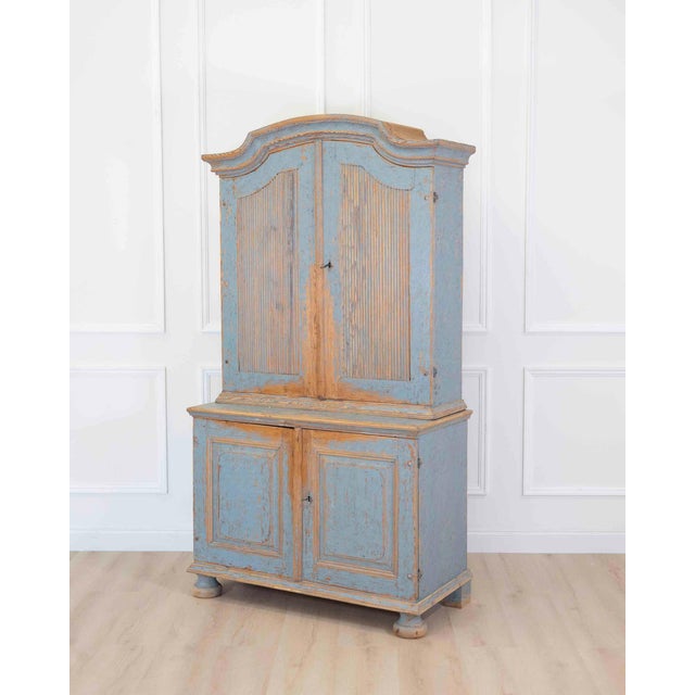 Wood Early 19th Century Rococo Cabinet with Reeded Top Doors For Sale - Image 7 of 10